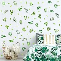 Vista 4 de Calcomanías de pared de hojas verdes, calcomanías de hojas de árbol para despegar y pegar, calcomanías de hojas de plantas botánicas, calcomanías
