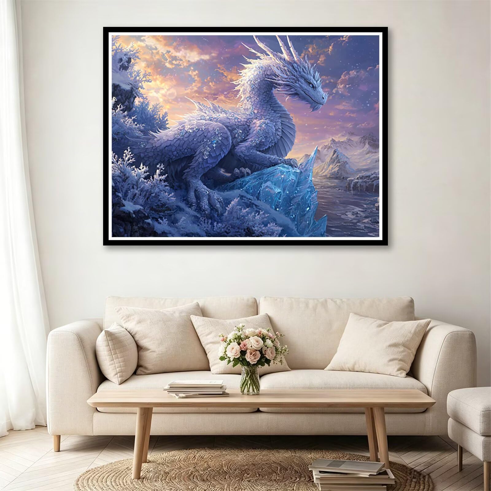 Diamond Painting Dragon, Peinture Diamant Adulte Animal 90x70 cm T0-939