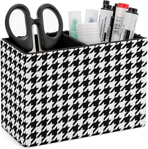 Soporte para lápices para escritorio, pata de gallo en blanco y negro, organizador de bolígrafos de escritorio, organizador de lápices, soporte para