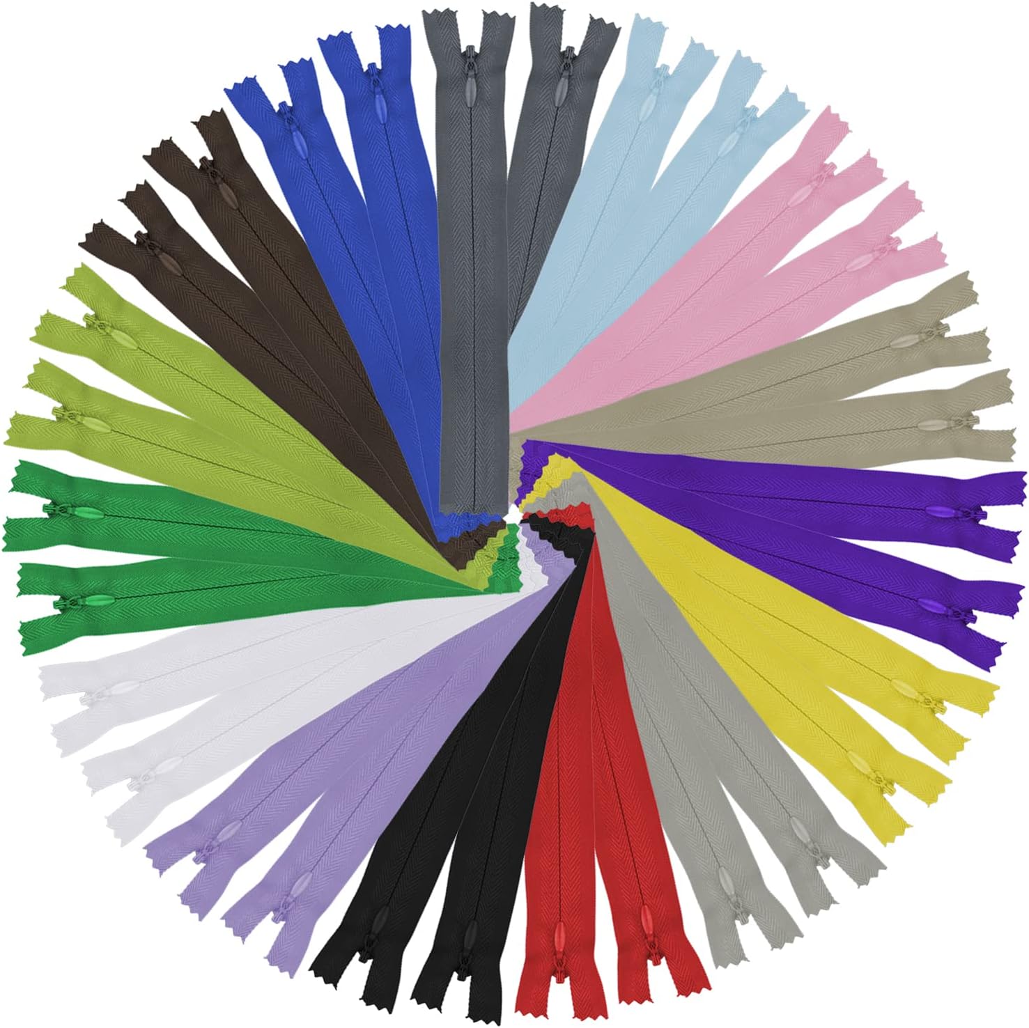 30pcs 15cm/6 Inch Invisible Multicolor Nylon Coil Zippers for Sewing and Crafts 15 Colors