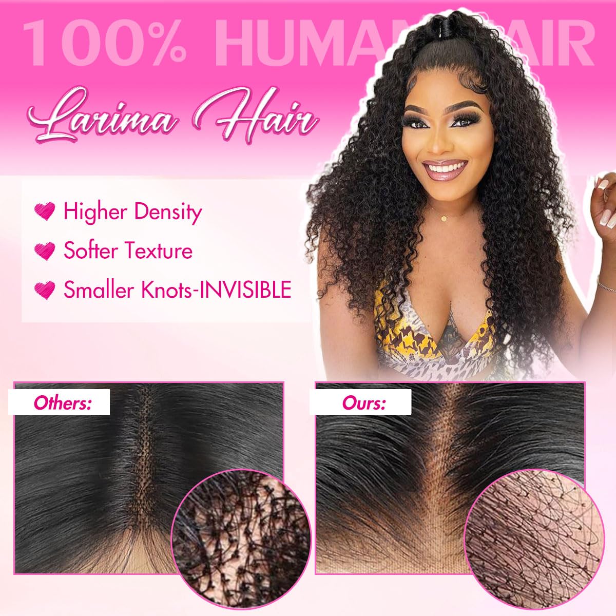 Larima Curly Wig - 13x4 HD Lace Front Wig, Human Hair, Pre-Plucked with Baby Hair, 180% Density, Glueless, Natural Hairline, 18 Inch