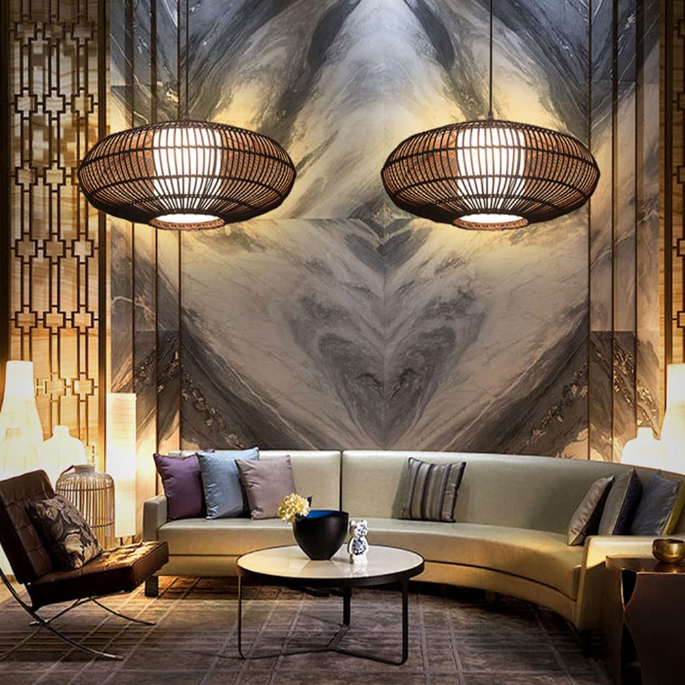 Lámpara Colgante De Bambú Lámpara Colgante De Ratán Lámpara Boho, Muebles De Ratán, Lámpara Artesanal Decorativa Japonesa Casa De Campo, Luces Decorativas De Pantalla Bohemia