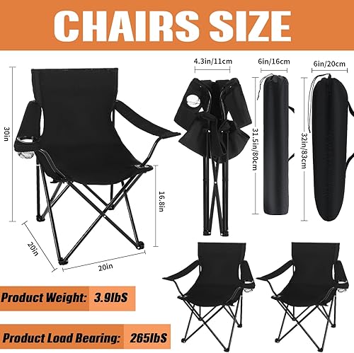 Miniatura 2 de Juego de 5 sillas de campamento portátiles de verano y mesa de campamento plegable, silla plegable de tela Oxford para exteriores, mesa de