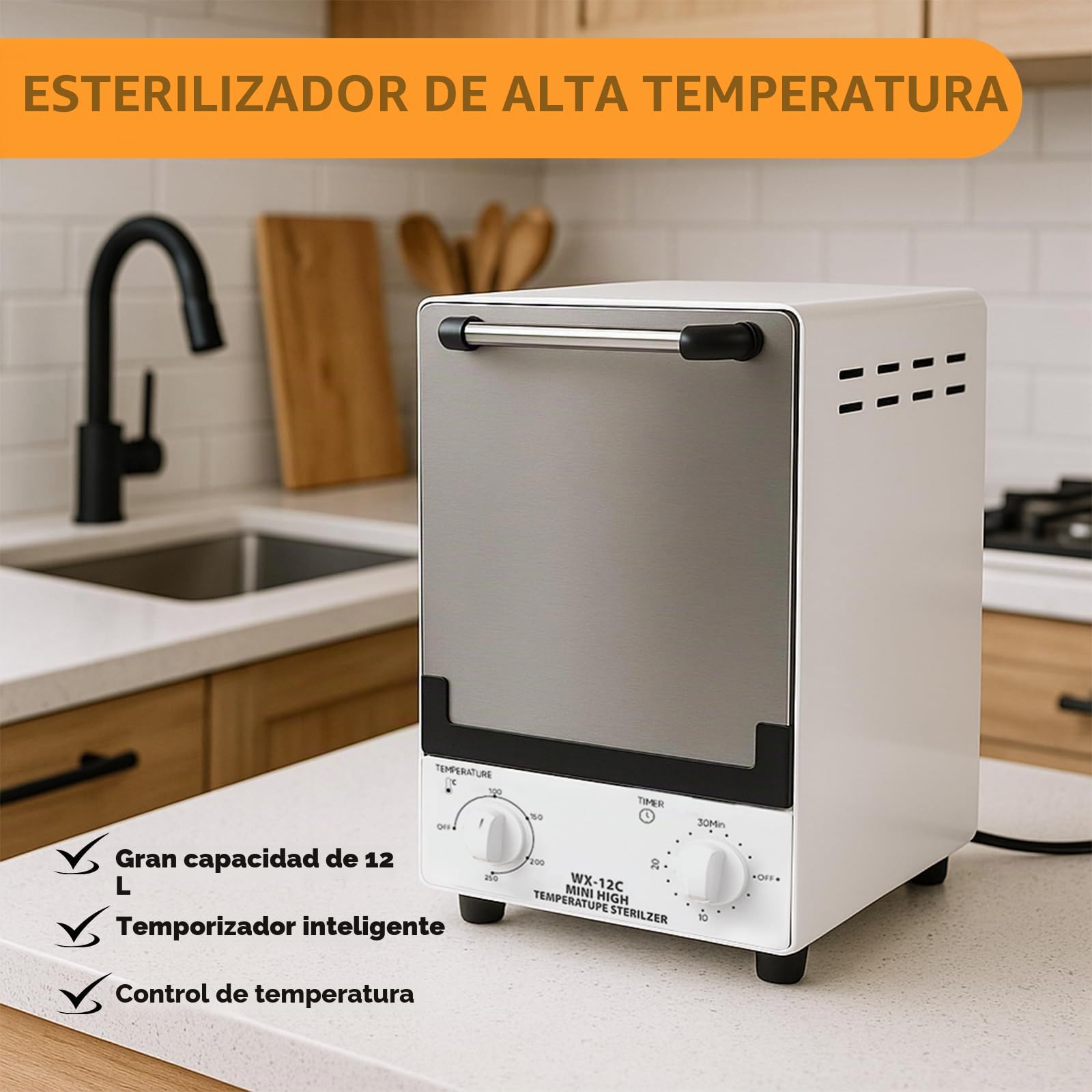 Esterilizador de alta temperatura,12L Esterilizador manicura, Autoclave esterilizador infrarrojo,control de temperatura tiempo ajustable,adecuado para salones de belleza,peluquerías,clínicas dentales