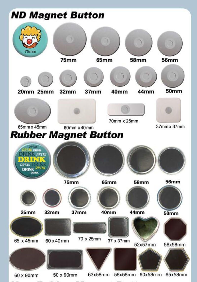 Asc365 2-1/4" 58mm Rubber Button Maker Parts 100sets