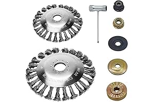 6 in. + 8 in. Rotary Weed Brush Trimmer Head & Wire Brush Cutter