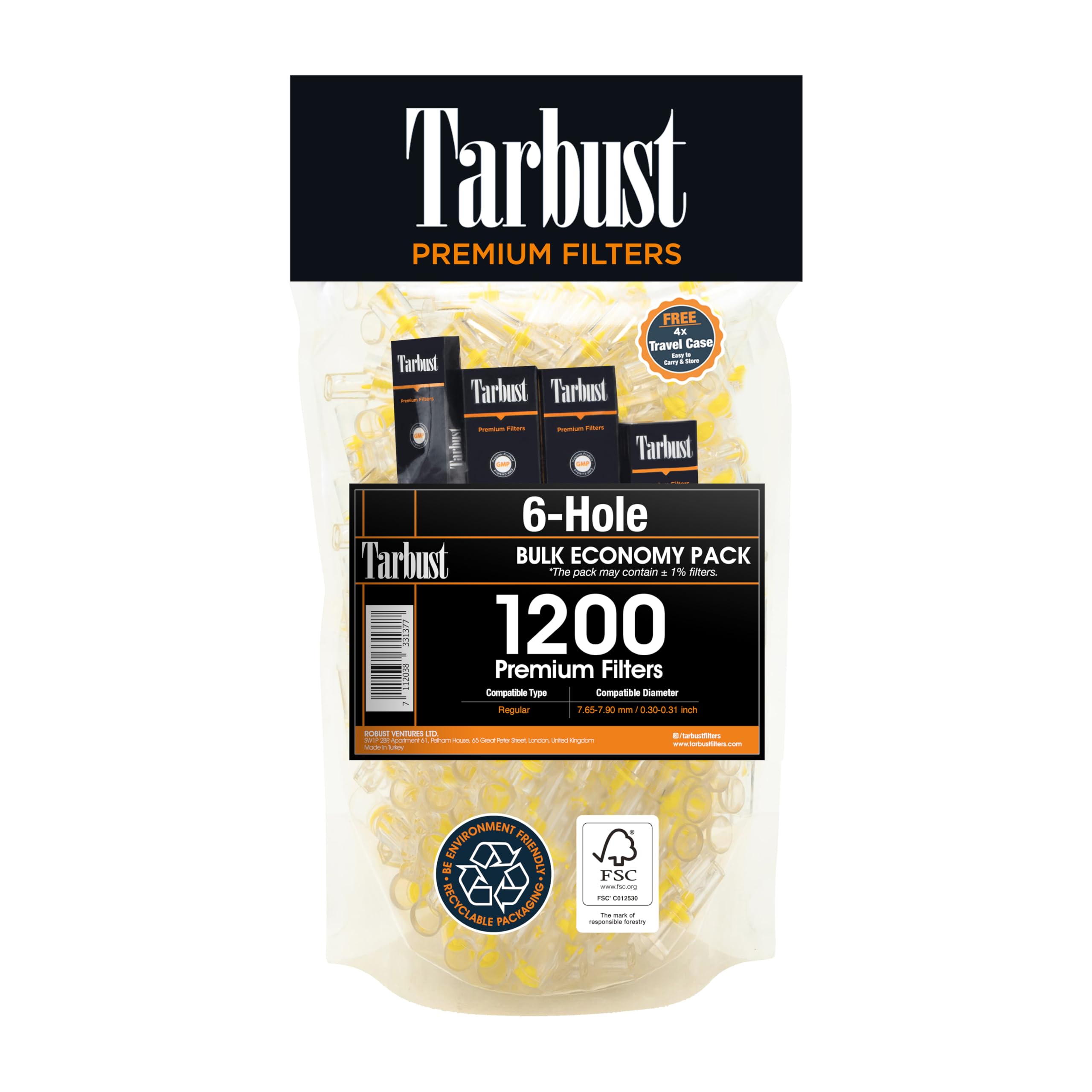 1200 Cigarette Filters, 6-Hole Cigarette Filters That Remove Tar and Chemical, Cigarette Filter Tips for Regular and King Size Cigarettes, 1200 Disposable Cigarette Filters, Cig Filter