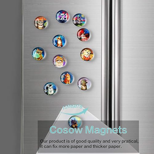Miniatura 4 de 12 imanes magnéticos fuertes de vidrio para refrigerador, pintura al óleo para decoración de nevera de vidrio redondo, imán de pizarra blanca, imán