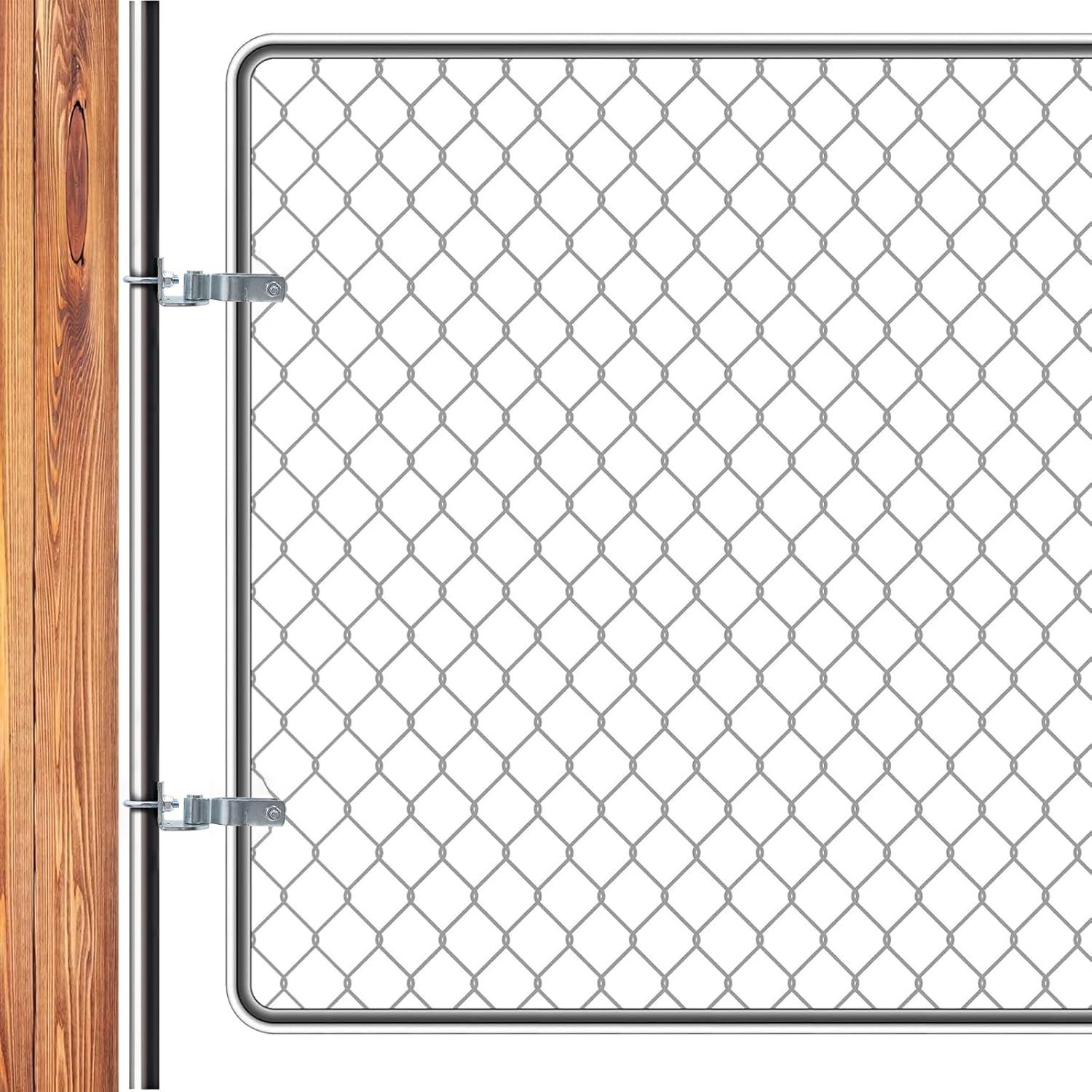 2 Packs T-Post Gate Hinge Kit, Heavy Duty 1-3/8" U-Bolt Clamps, Latch & Bolt Combo for Metal Posts & Chain Link Gates - Farm & Backyard Use (Silver)