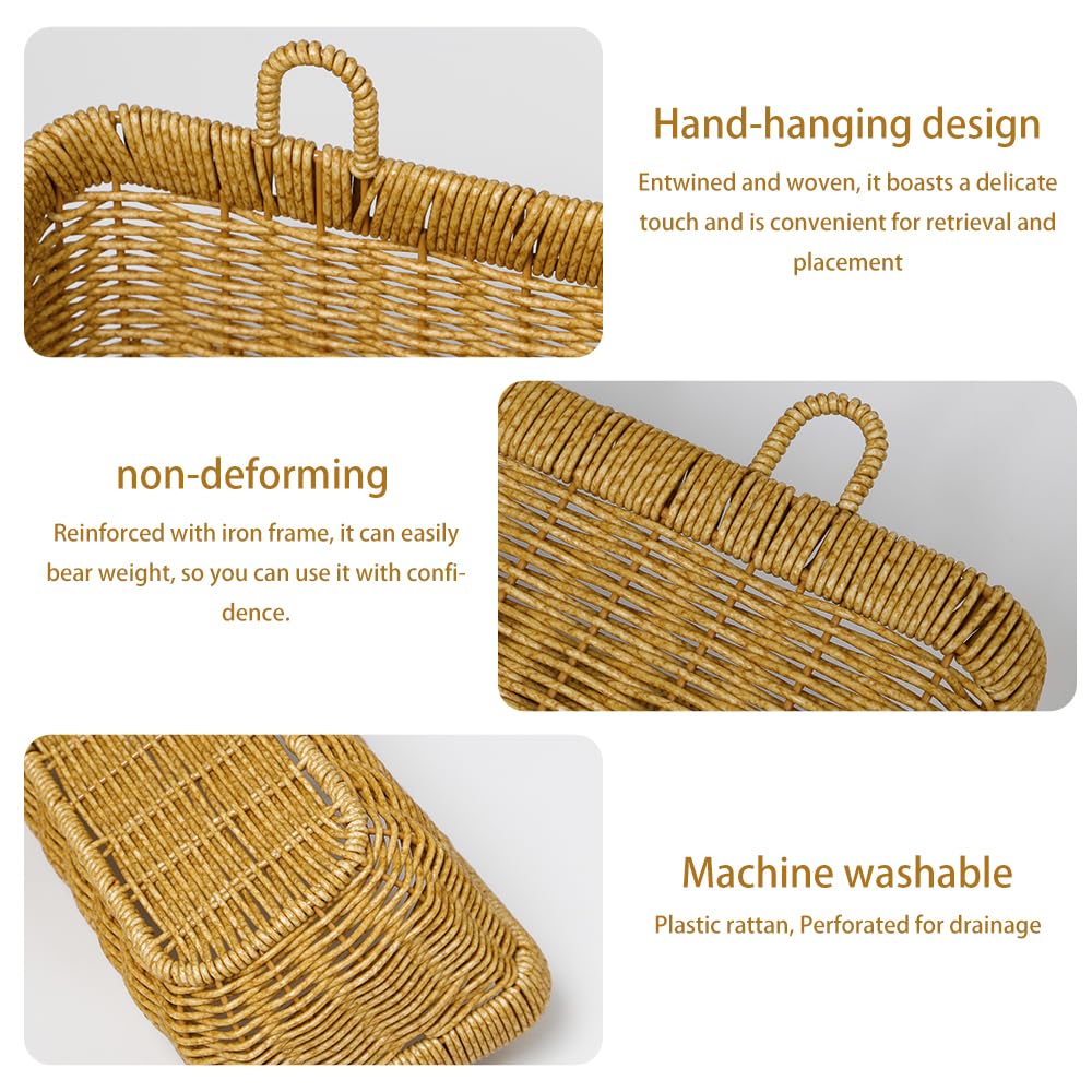2 Pezzi Cestino da Parete in Vimini Appeso Cestino da Appendere in Rattan Vintage per Bagno, Cucina, da Appendere Alla Parete, Cesti Portaoggetti da Appendere(28x16x13cm)