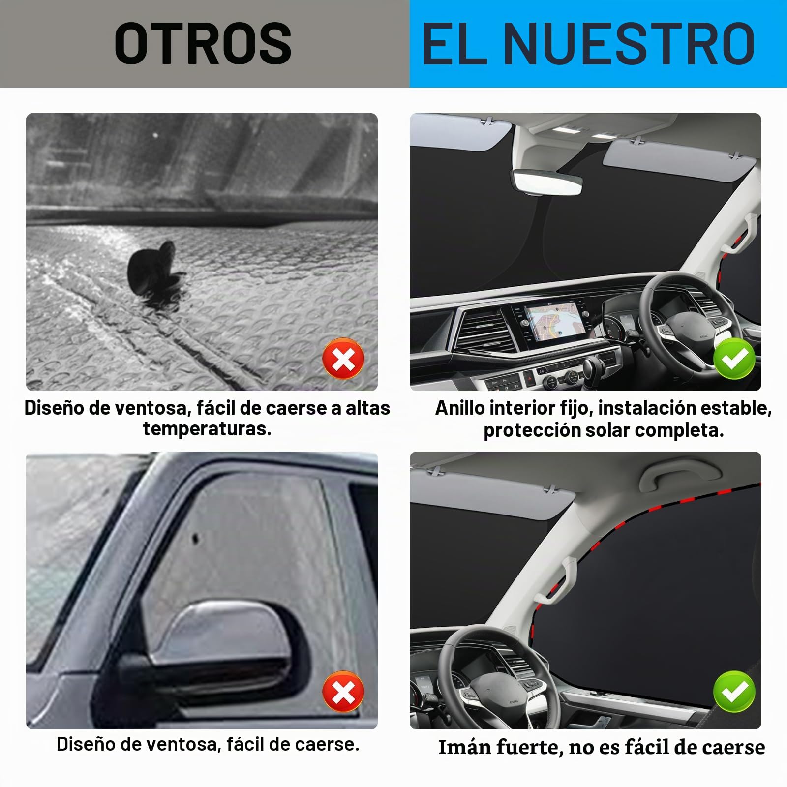 ZATOOTO Parasol para Parabrisas de Coche Apto para VW T5 T6, 3 Alfombrillas térmicas para Cabina del Conductor, Parasol para Parabrisas Delantero, oscurecimiento Interior, protección UV, Plegable