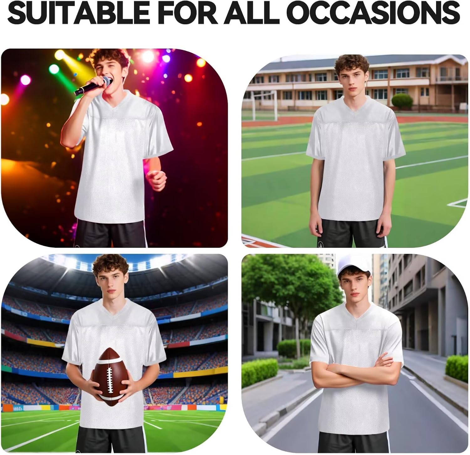 Blank Football Jersey,Mesh Practice Plain Football Shirt 90s Hip Hop Retro Active Unisex Workout Dry-Fit Soccer Sports Tee - Image 2