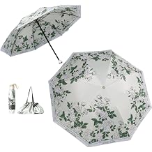 UPF50+ Umbrella with a Handbag UV Protection Portable Lightweight Waterproof Double Layer Sunshade Enhanced Windproof Design Retro Classical Flower Vintage Style for Women Travel