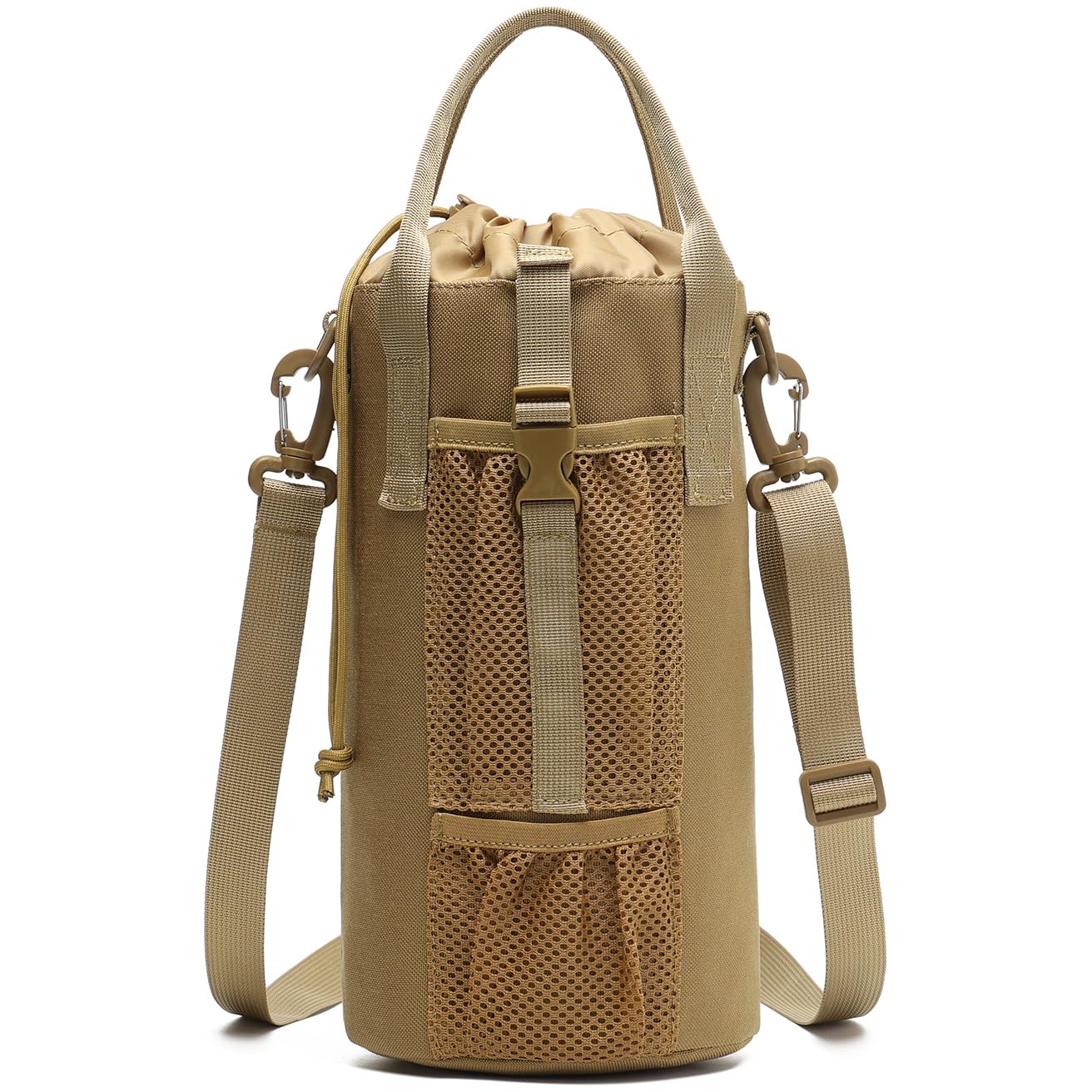 Tactical Molle Water Bottle Pouch 6L/170 oz Drawstring Open Top EDC Bag Holder with Shoulder Strap and Handle