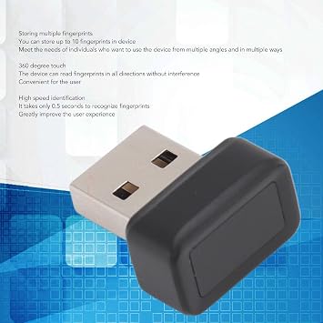 Usb Fingerprint Reader, Mini 360 Degree Touch, 10 Storage