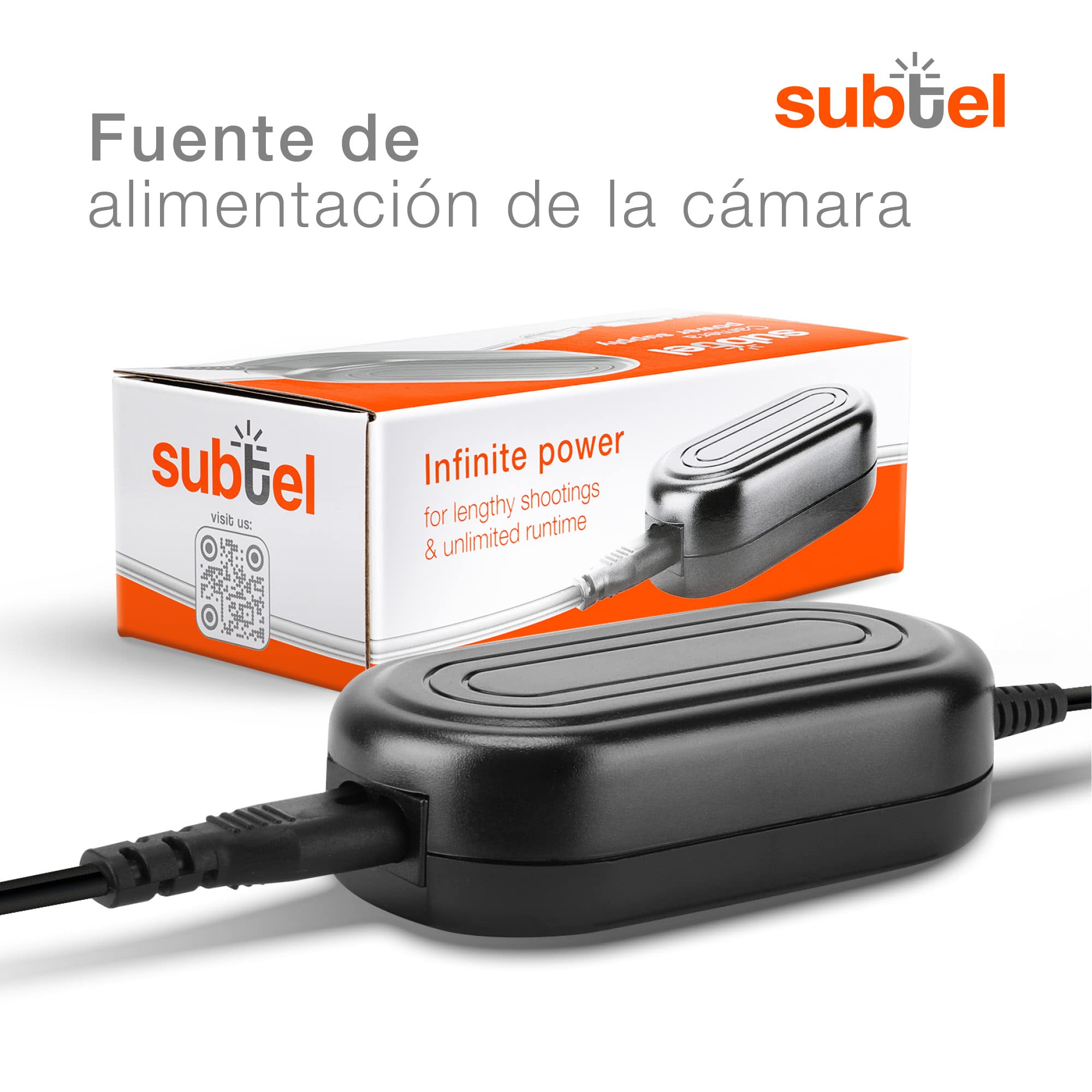 subtel Fuente de alimentación Compatible con ca. 3m ACK-E10 + Acoplador DC Alimentador DC Coupler, Dummy Battery