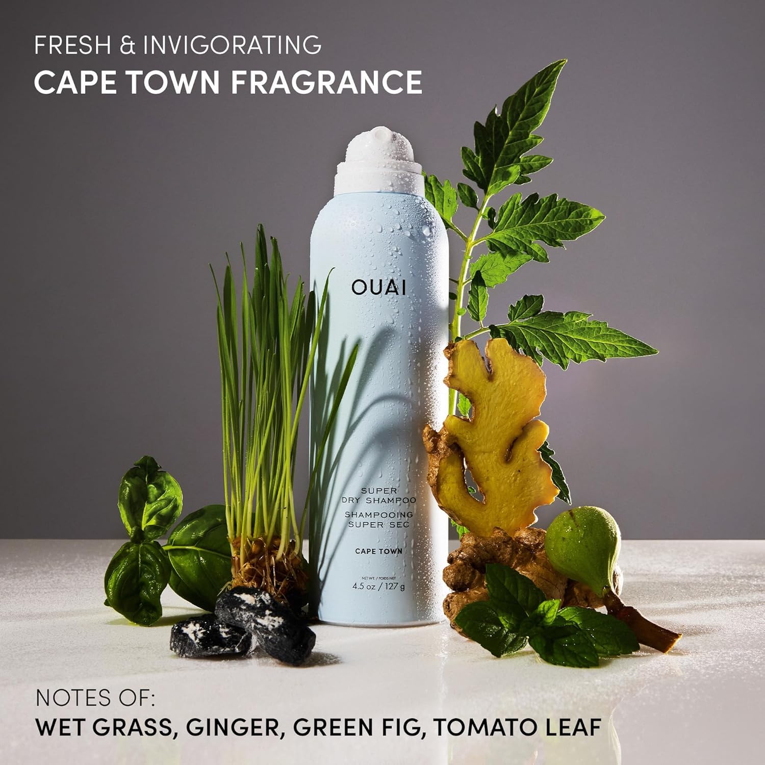 OUAI Super Dry Shampoo - Shampooing sec volumisant - Absorbe le sébum, la saleté & la transpiration - Se fond dans les cheveux sans laisser de résidus - Parfum longue tenue - Cape Town (127g)