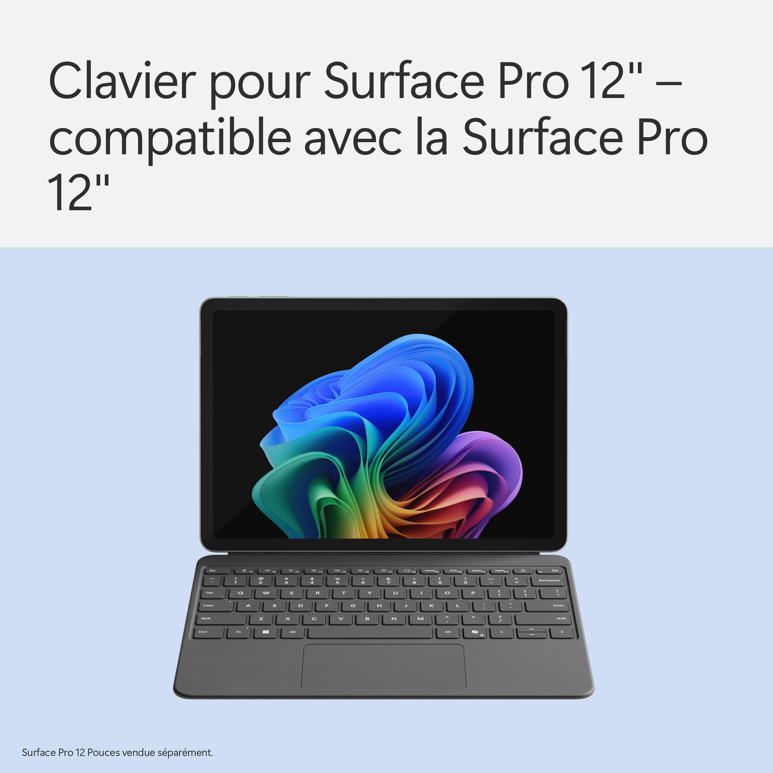 Clavier Microsoft Surface Pro 12'' | Ardoise | AZERTY | Compatible Surface Pro 12 pouces (1ère édition)