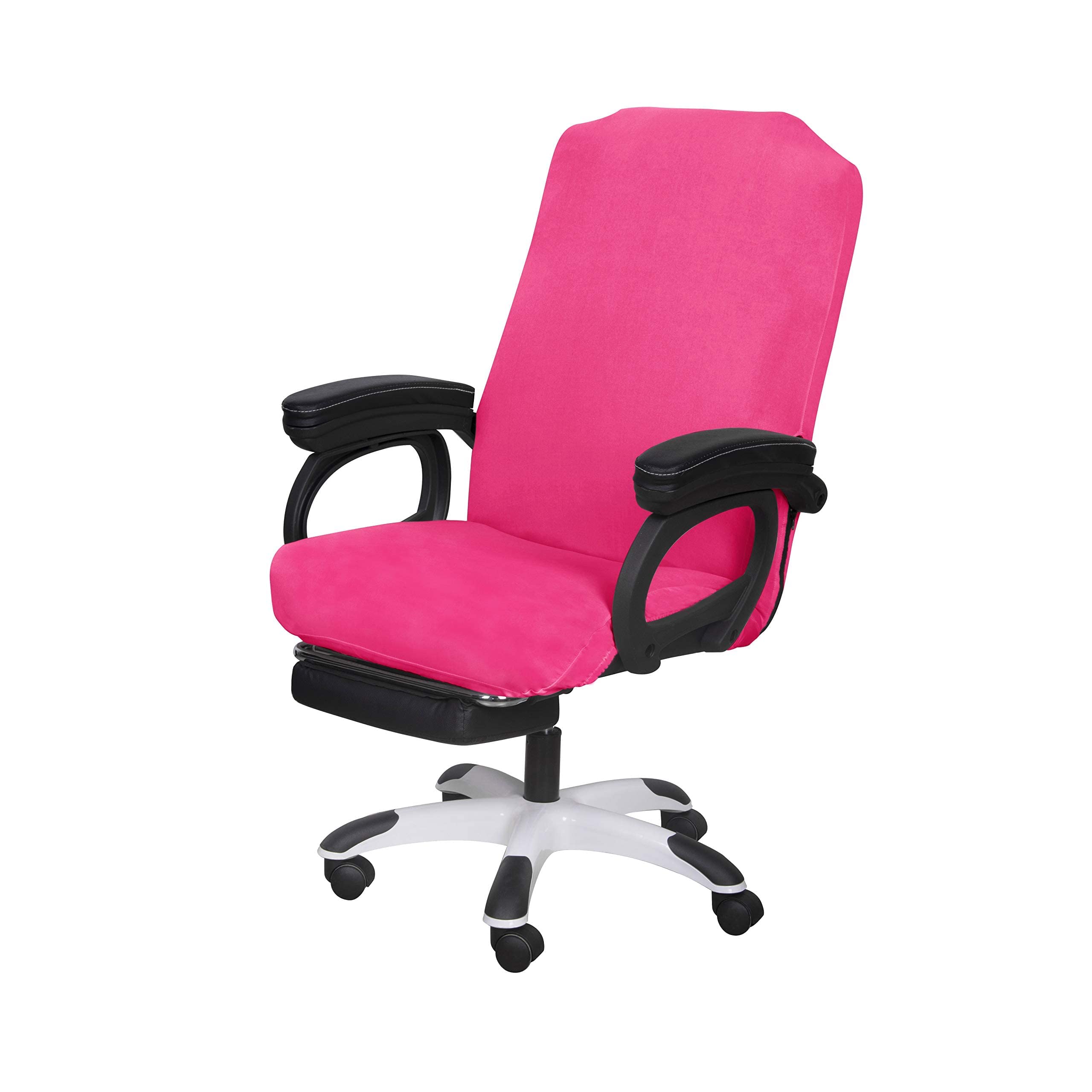 SARAFLORA Office Chair Covers Stretch Washable Computer Chair Slipcovers for Universal Rotating Boss Chair Medium Size Dark Pink