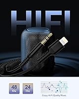 Vista 5 de Cable auxiliar para iPhone, cable de audio Lightning de 3.5mm con espiral, cable auxiliar macho certificado MFi de Apple para iPhone 14 Pro Max 13