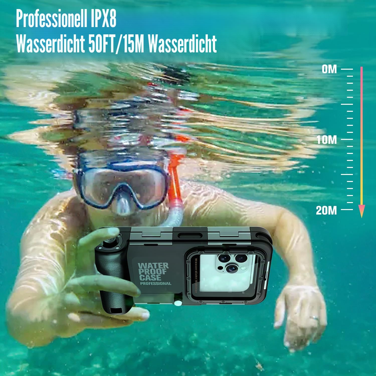 ZLIME wasserdichte Handyhülle 7.0 Zoll Unterwasser Wasserfeste Handy Wasserschutzhülle Handytasche, Wasserdicht Schwimmen Baden für iPhone 17 Air 16e 16 15 14 Plus 15 16 17 Pro 14 15 16 17 Pro Max