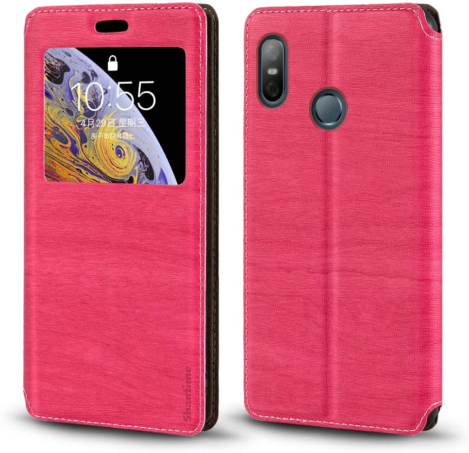 HTC U12 Life Case, Wood Grain Leather Case with Card Holder and Window, Magnetic Flip Cover for HTC U12 Life