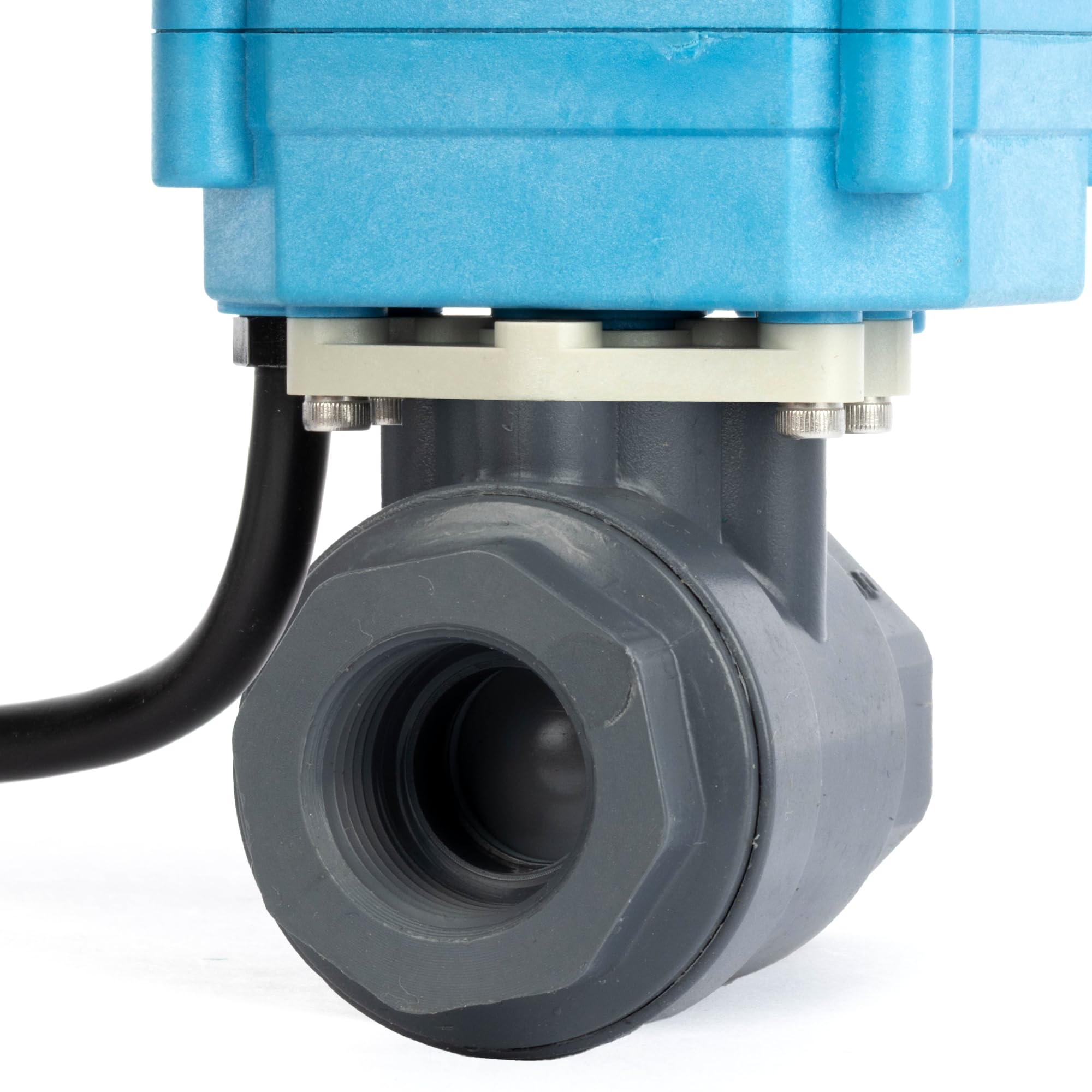 U.S. Solid Válvula de bola de motor de PVC de 3/4" CA 110-230 V con enchufe de la UE - Válvula de bola de plástico eléctrica, IP67 impermeable, retorno automático, cerrado sin corriente, sobrecontrol