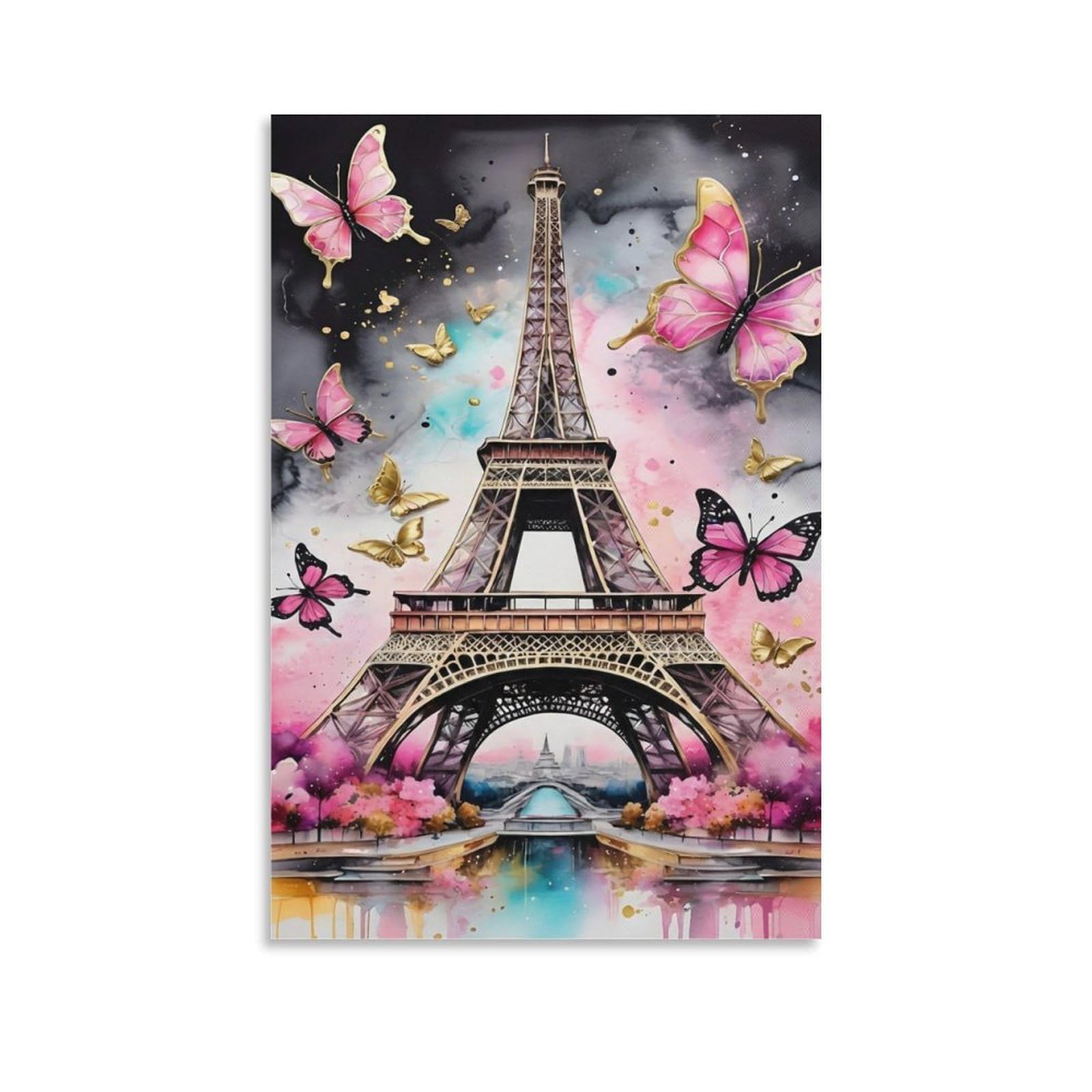 Eiffel Tower Art Poster Artwork Canvas Prints Picture Modern Canvas Wall Art Picture Wall Hanging for Living Room Home Decorations 24x36inch(60x90cm)