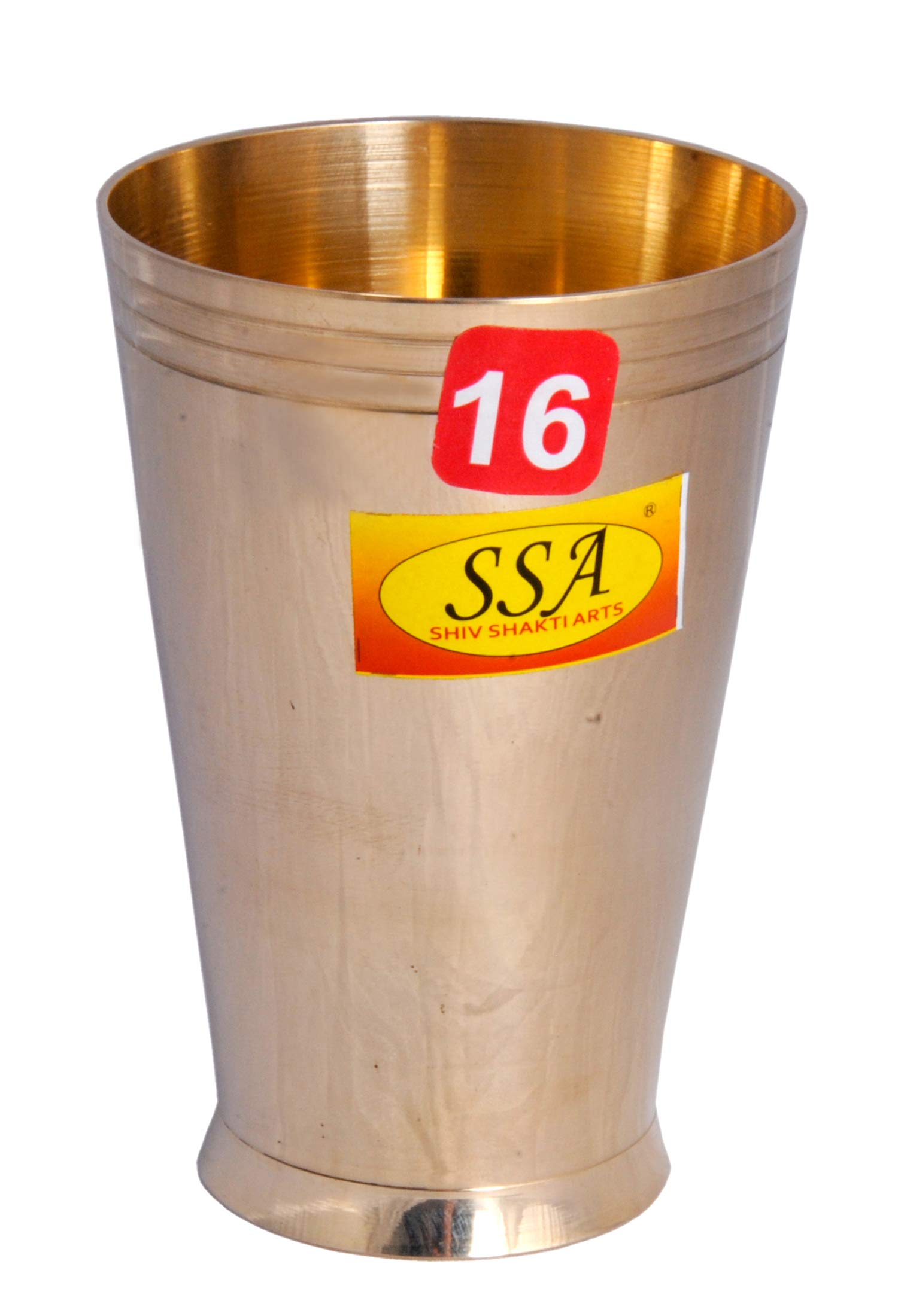 Shiv Shakti Arts Pure Brass Glass Tumbler Cup for Drinking Serving Water, (Designer-Apple Design, Big - 350 ML)-{Set of 1}