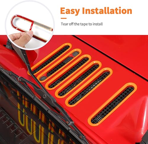 Miniatura 6 de Cubierta de ventilación de capó, panel de ventilación de capó, accesorios exteriores de ABS para Jeep Wrangler JK JKU 2007-2018 de 24 puertas