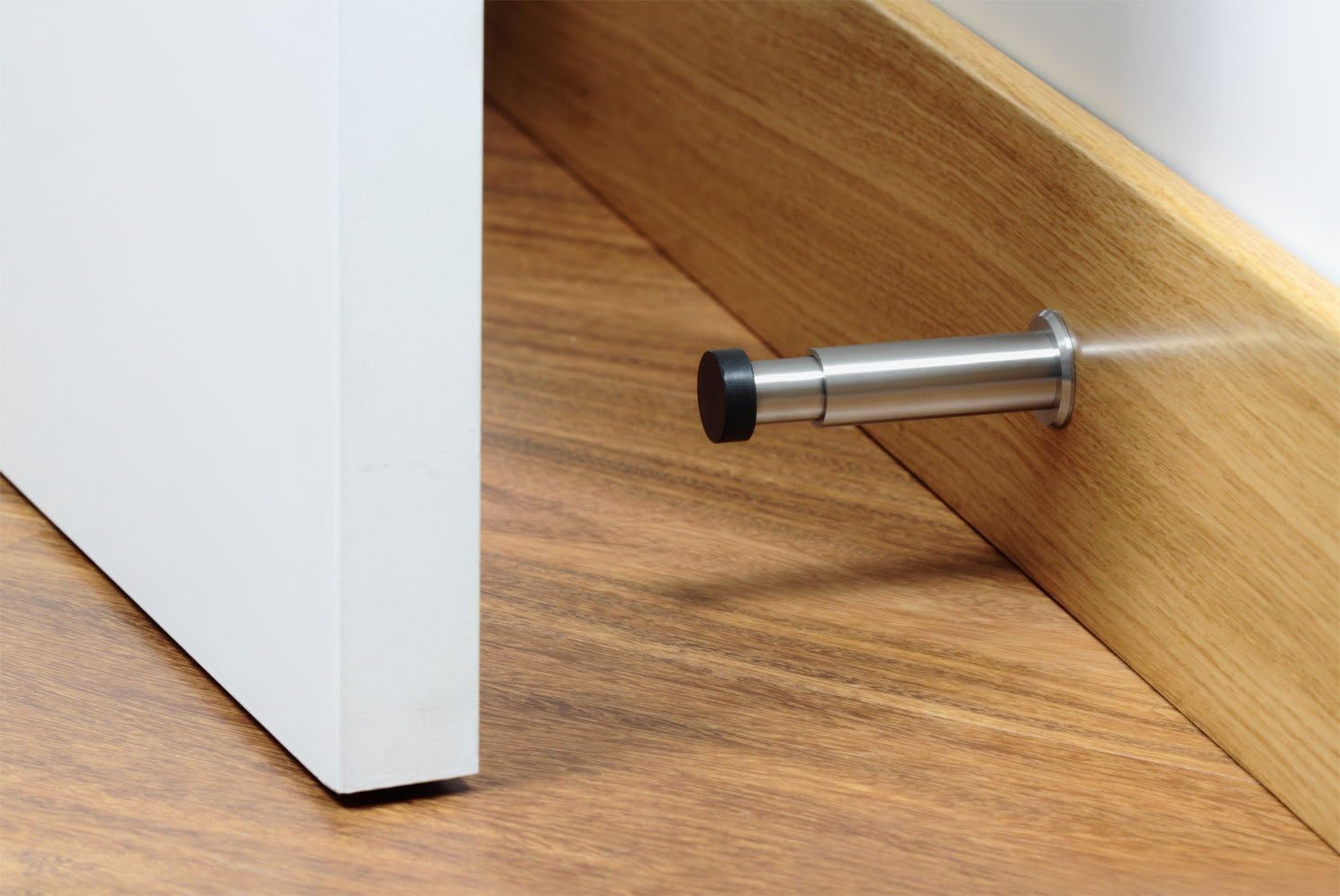 EVI Herrajes I-182 - Door Stop de wall, Adjustable, Finish matt INOX(Stainless Steel) Black Rubber