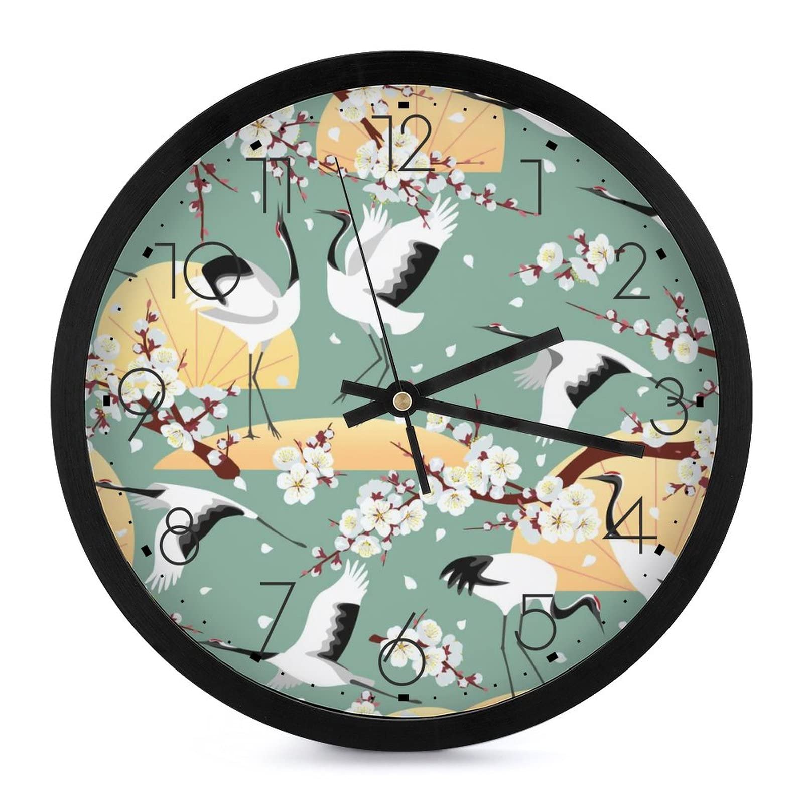 Pendule murale silencieuse moderne pour bureau et ecole horloge oiseaux blancs 25cm