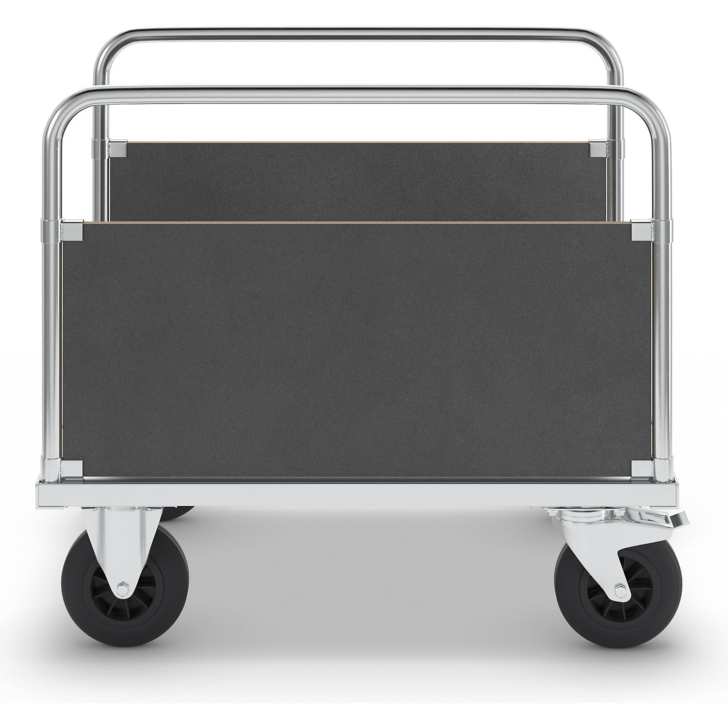 Carrello da trasporto, elettrolitico zincato, pavimento in MDF industriale | stabile parete frontale piattaforma carrello con maniglia