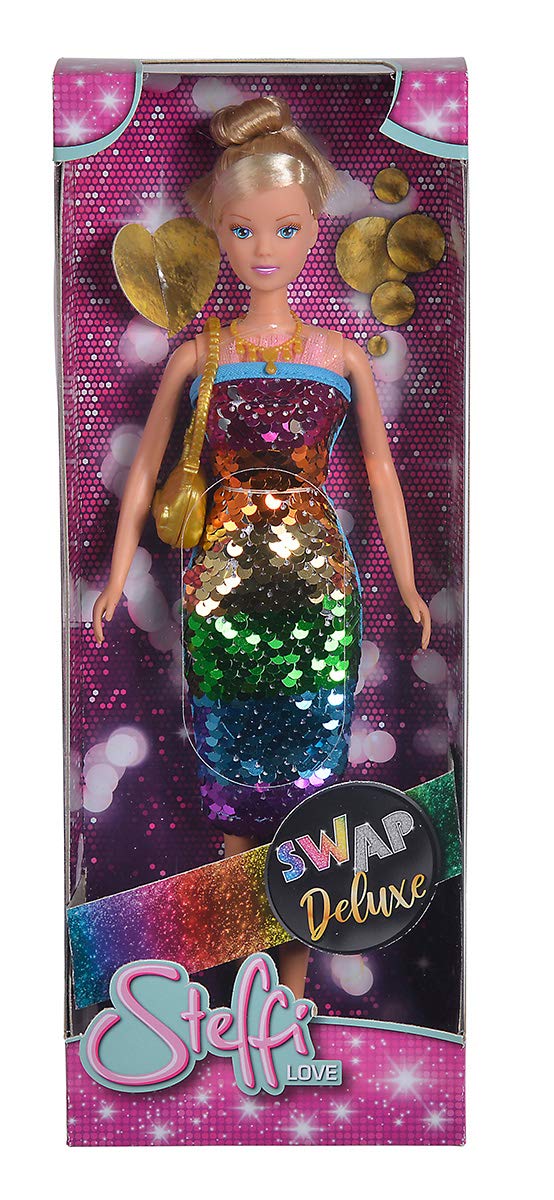Bambola Simba Steffi Love Swap Deluxe | Set Con Abito Cambia Colore E Accessori, Gioco Creativo 3+ Anni