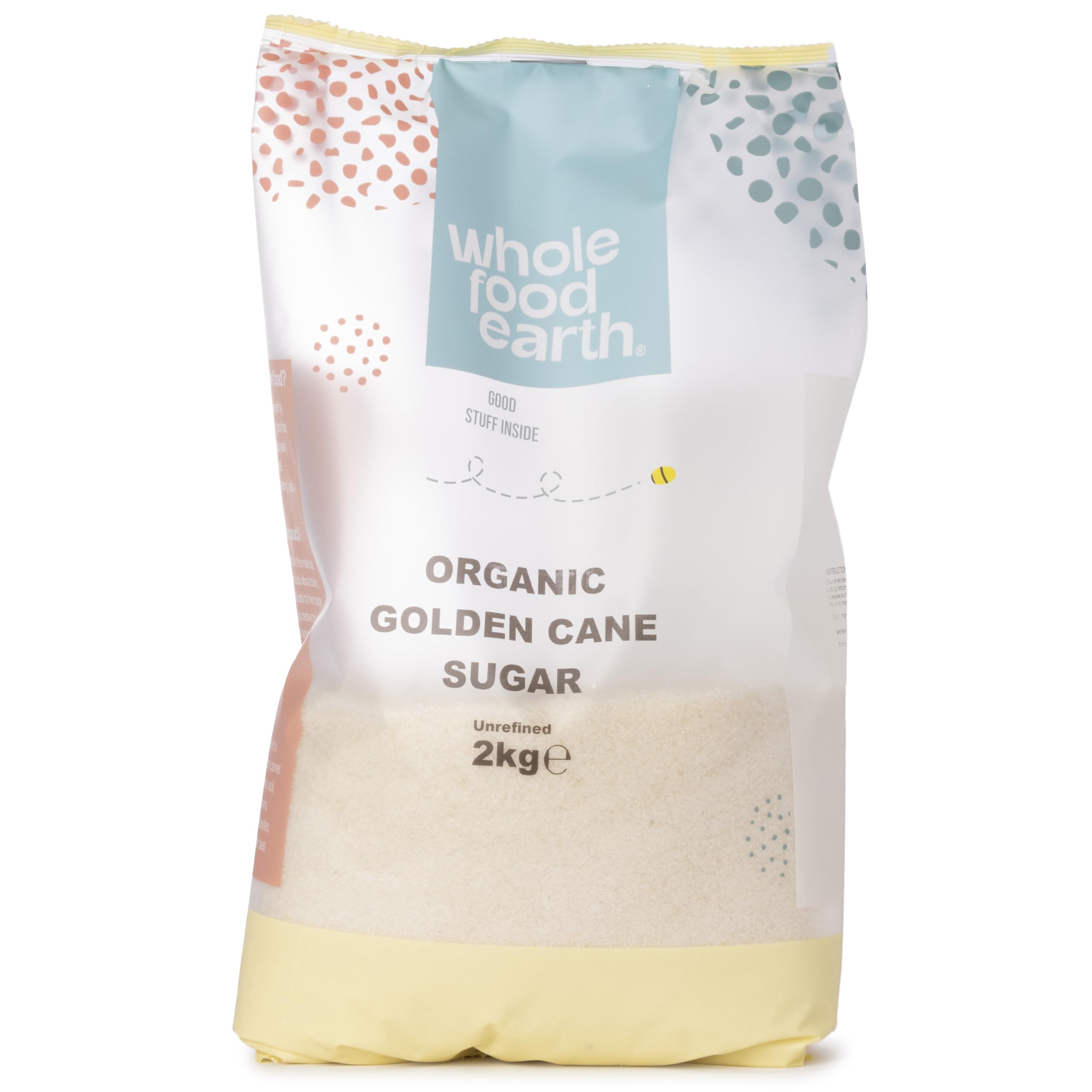 Wholefood Earth Organic Golden Cane Sugar 2kg Raw | Unrefined | Vegan | GMO Free | Certified Organic