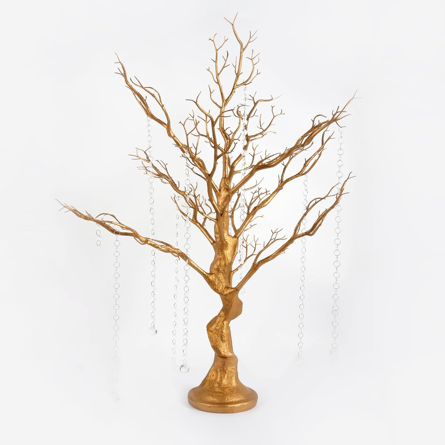 FlavorThings 34" Manzanita Centerpiece Tree with 8 Acrylic Bead Chains for Wedding Banquet Birthday Party Event Tabletop Decorations(Silver, 34")