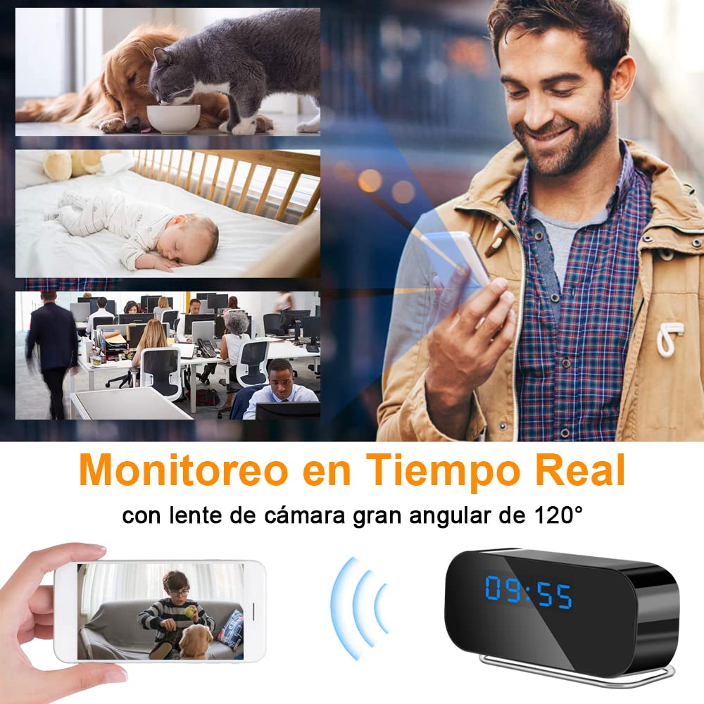TANGMI Reloj Camara Espia 1080P HD WiFi 5G | Vision Nocturna, Deteccion Movimiento, Gran Angular 120°, Grabacion Bucle, SD 128GB