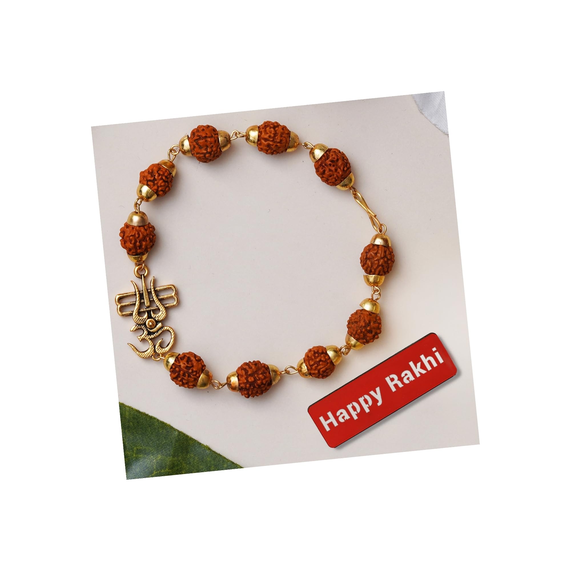 eCraftIndia Om Trishul Rudraksha Bracelet Rakhis, Happy Rakhi Wooden Cutout with Roli Chawal Pack - Rakhis for Brother, Bhabhi, Kids (B0D1CHN6CR) Amazon Price History, Amazon Price Tracker