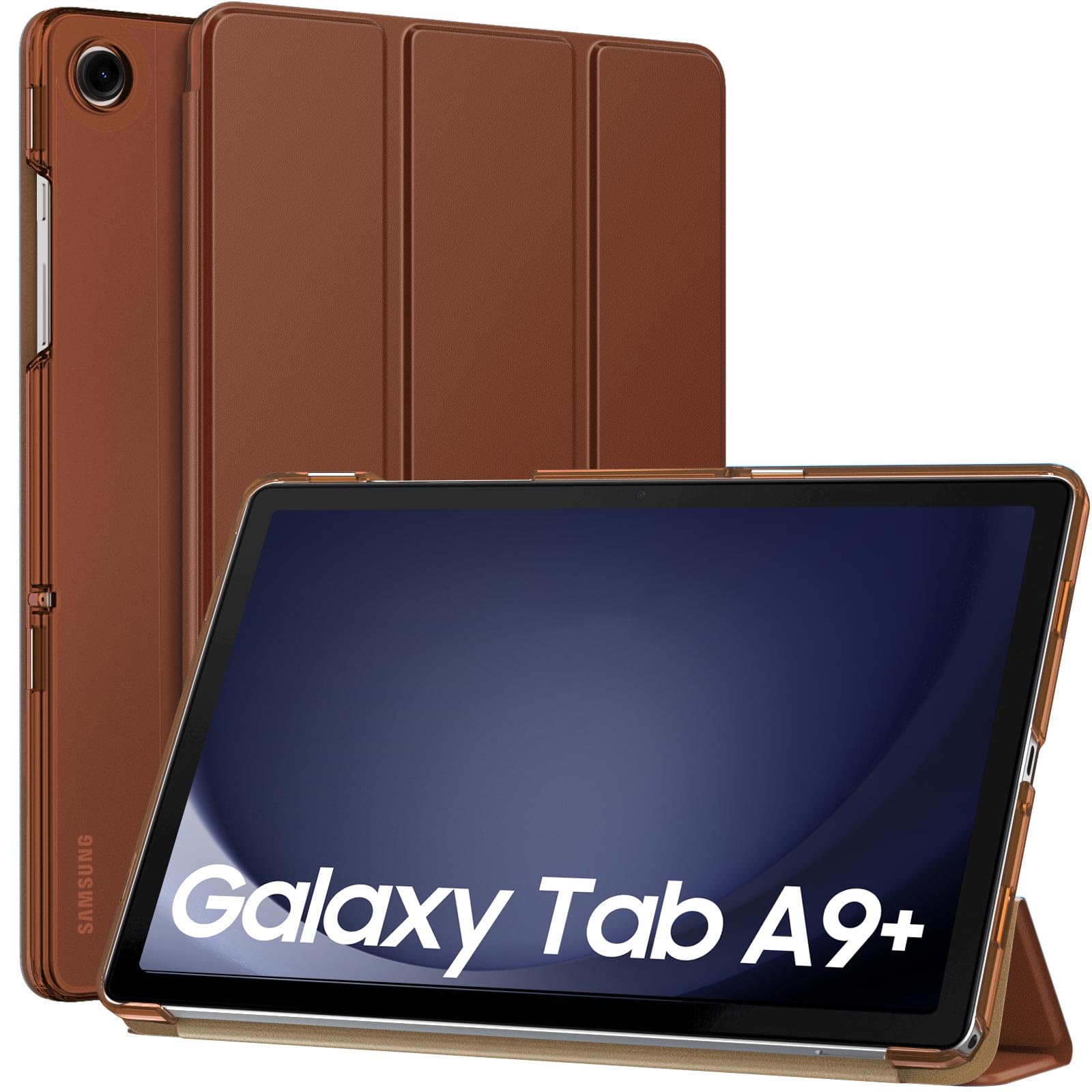 MoKo Case for Galaxy Tab A9+/A9 Plus 11 inch 2023, Brown | Slim Stand Protective Cover with Hard PC Translucent Back Shell for Tab A9 Plus Tablet (SM-X210/X216/X218), Auto Wake/Sleep