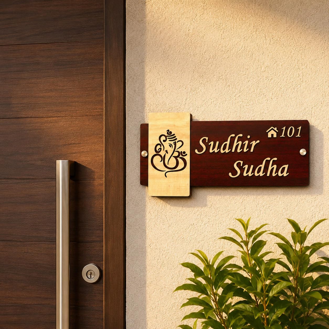Personalized name plate with Ganesha for home entrance outdoor | Name plate | Wood Personalized NamePlate with 3D Letters | Door nameplates | Custom NamePlate For Home, Office and Outdoor Entrance (Medium (7.5"x15" inch))-image-7
