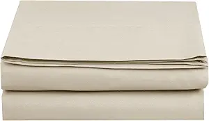 Luxury Flat Sheet on Amazon Elegant Comfort Wrinkle-Free 1500 Premier Hotel Quality 1-Piece Flat Sheet, King Size, Cream