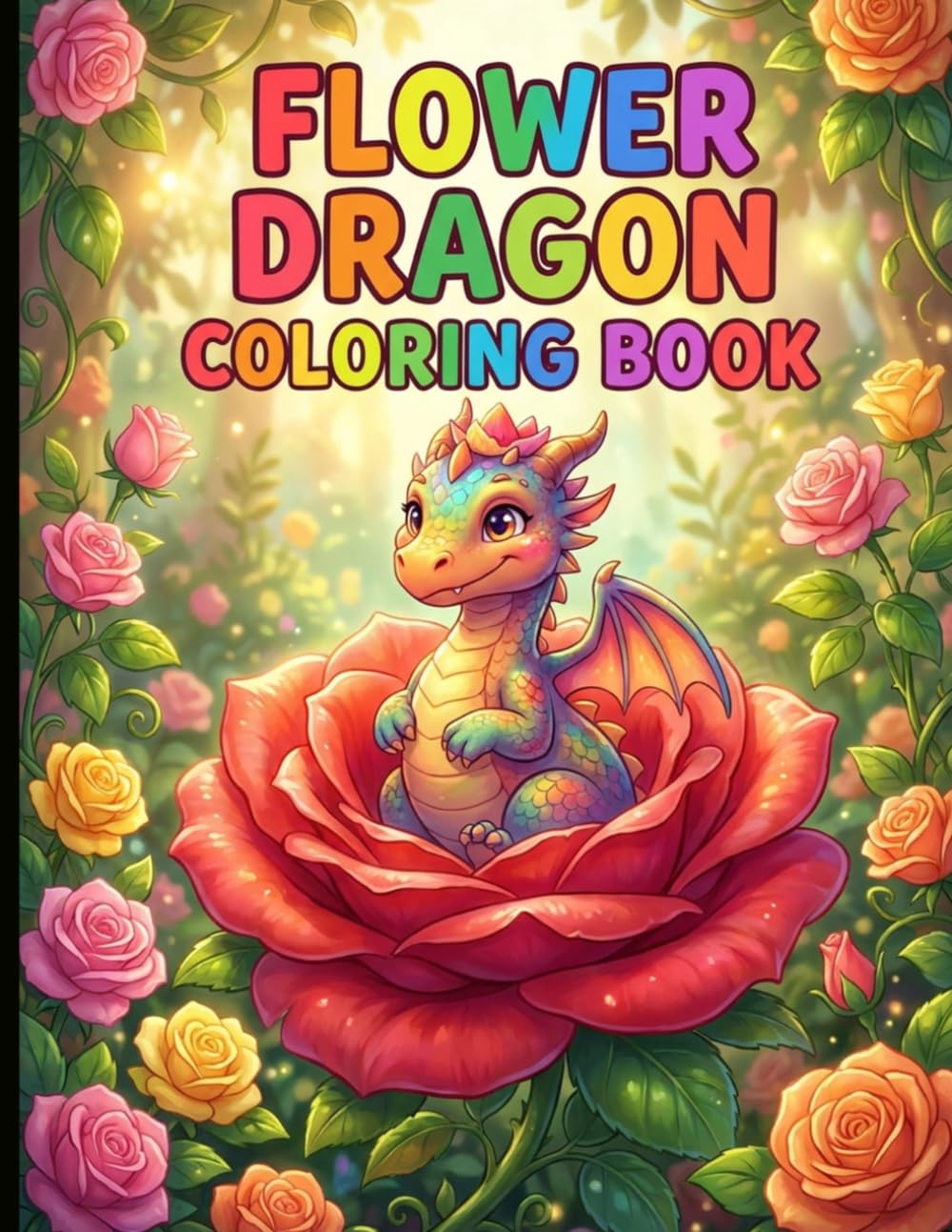 Flower Dragon Coloring Book: Enchanting Designs for Relaxation and Stress Relief.