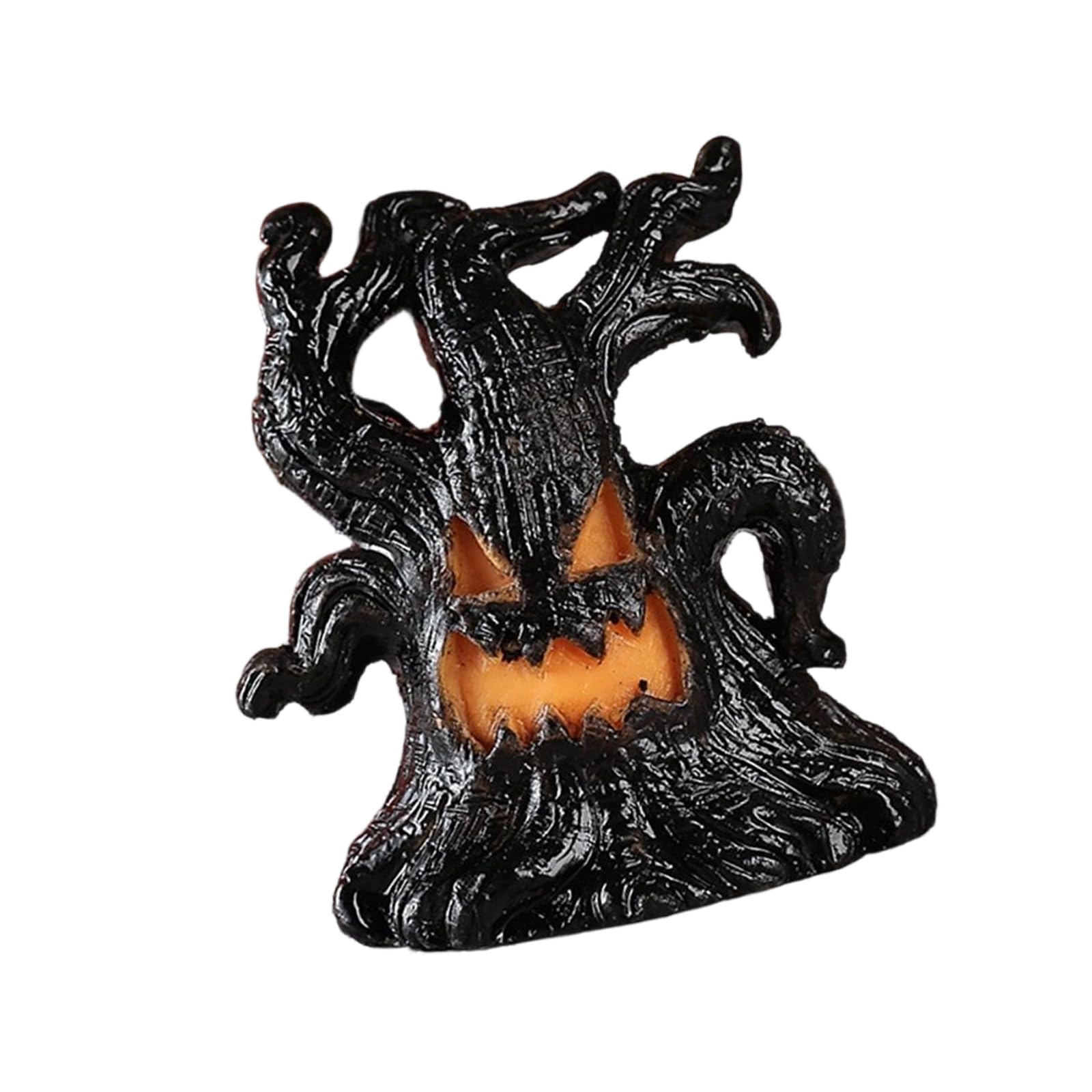 Halloween Tabletop Glowing Tree Ornament in Resin with Warm LED Light for Shelf Decor, Entryway Styling and Parties Halloween Glowing Tree Decor Resin Ornament Tabletop Shelf Accent Entryway Party Led