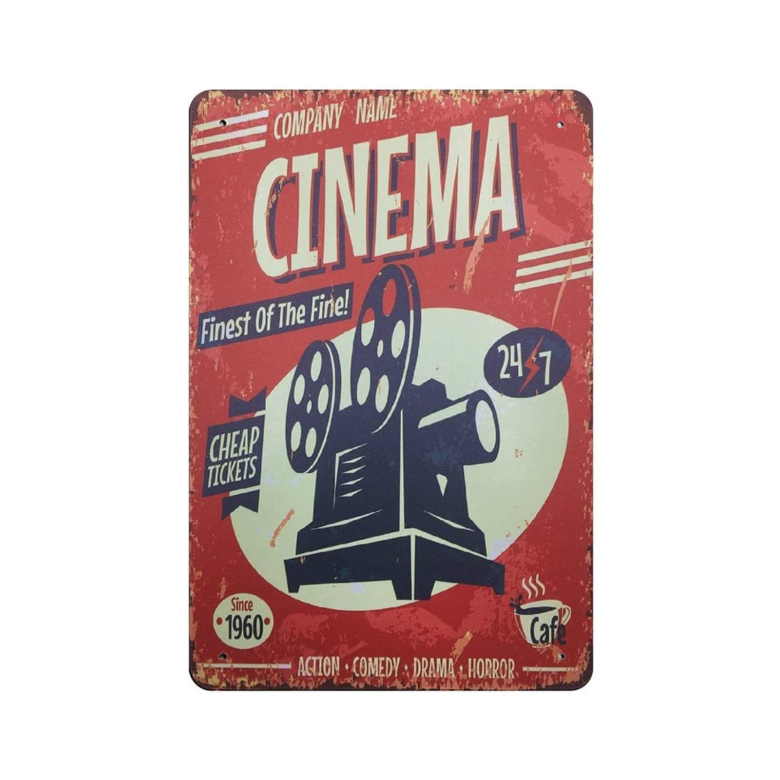 Metal Tin Sign Movie Now Showing Cinema Vintage Tin Poster Metal Sign Wall Decoration Country Kitchen Home Garage Decor 12"x8"
