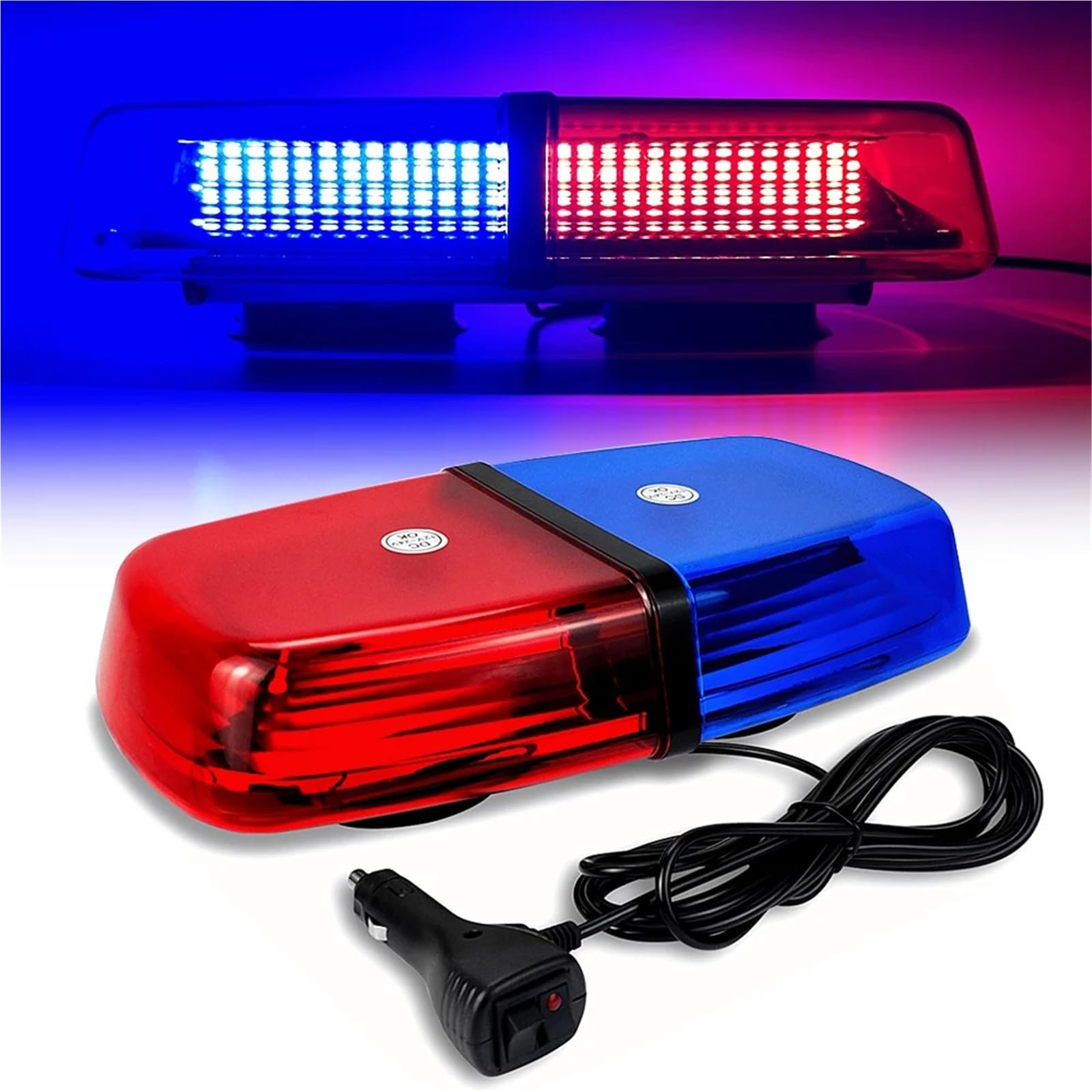 12"72 LED czerwony niebieski błysk ostrzeżenie o zagrożeniu awaryjnym bezpieczeństwo samochód dach światło stroboskopowe mini policyjne znaki bezpieczeństwa reflektorów (czerwony i niebieski)