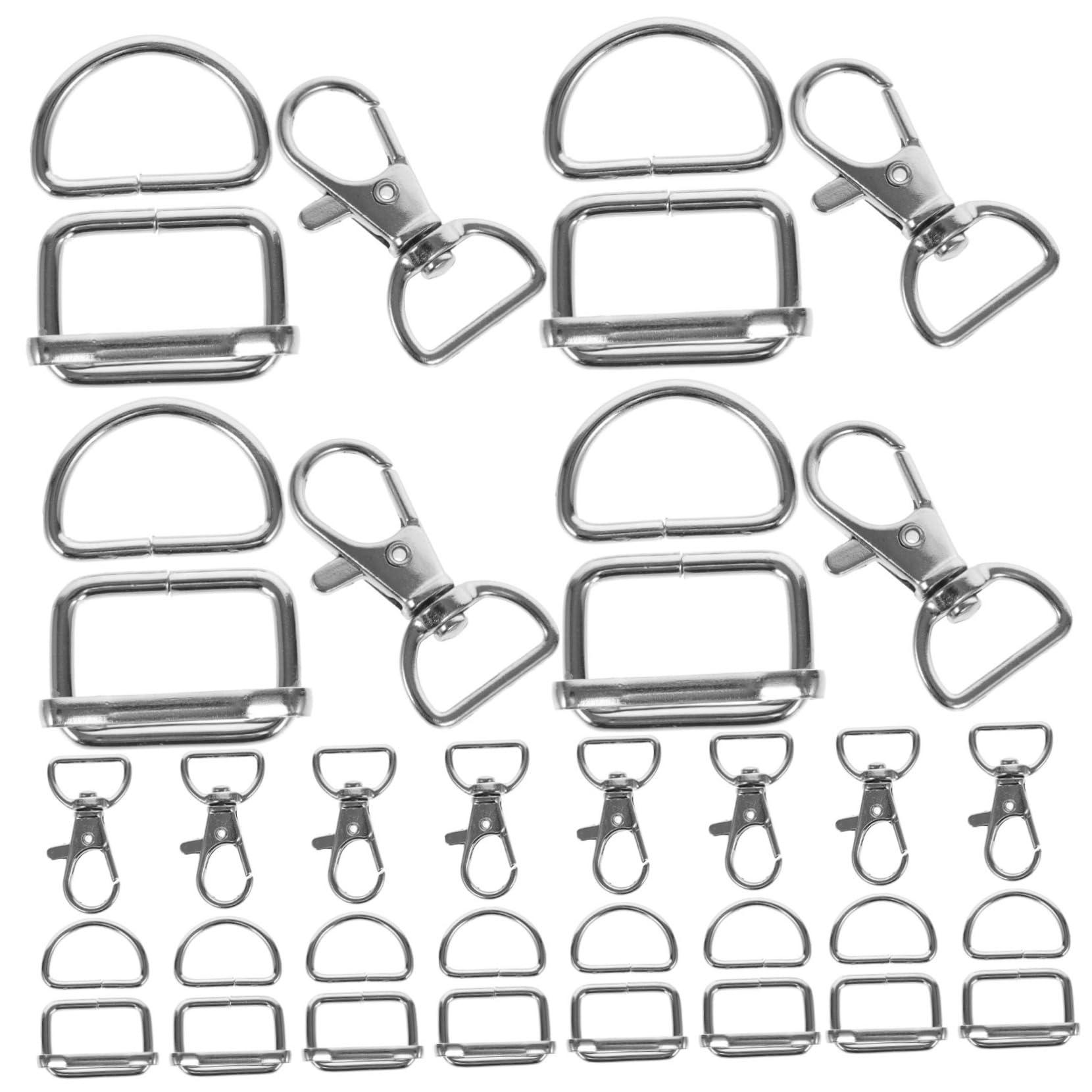 NUOBESTY 50 Pcs juego llavero hebillas para bolsos hecho a mano hardware cartera hebilla anillos en d hebilla caja Metal bolsas combinación Componente broche langosta