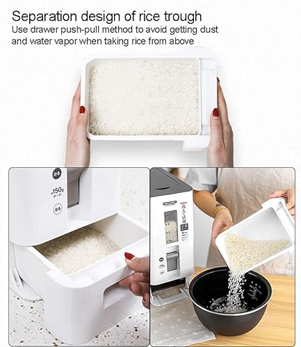 Miniatura 3 de Contenedor dispensador de arroz, contenedor de almacenamiento de cereales y frijoles, organizador de cocina, caja sellada para mantener el arroz