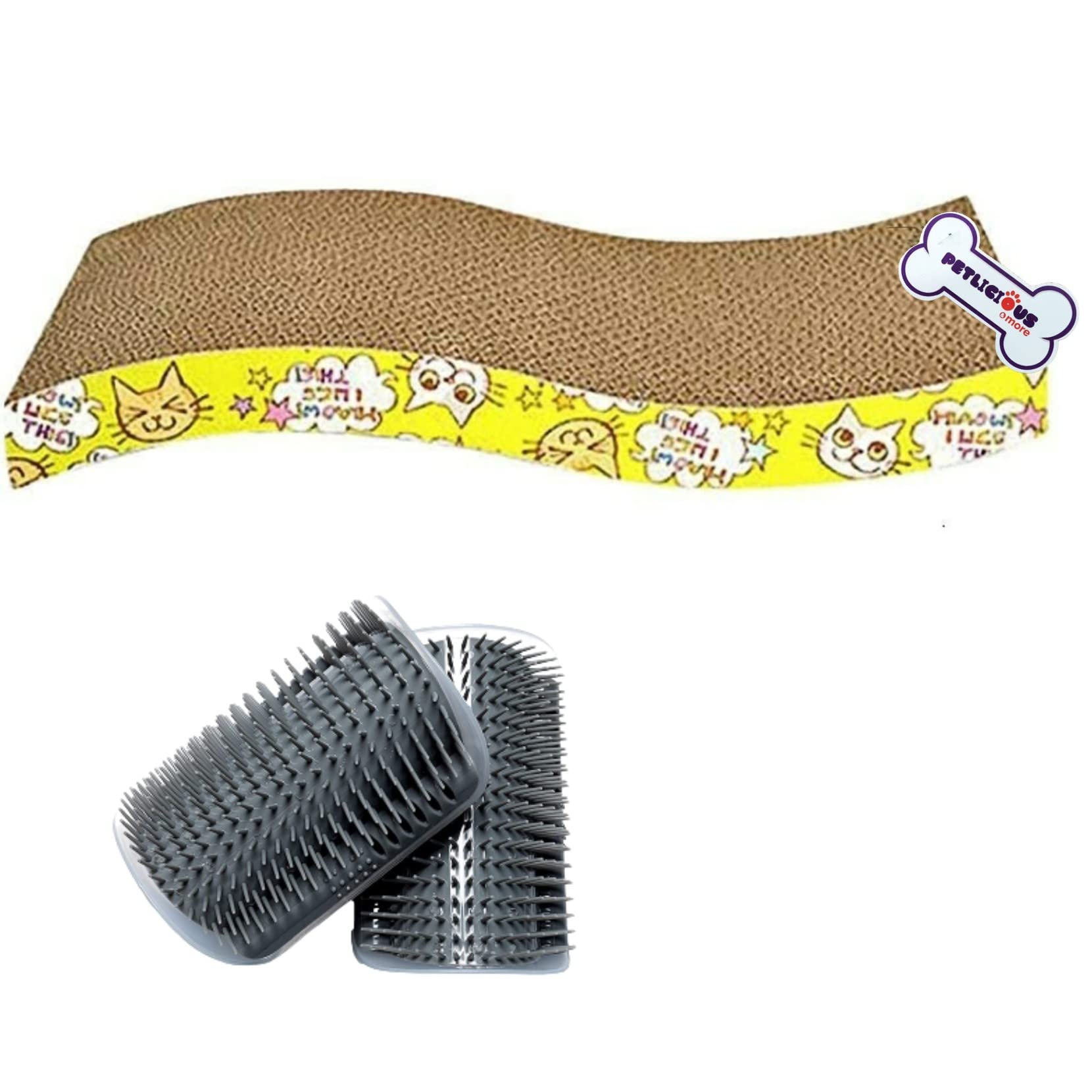 Petlicious & More Cat Scratching Cardboard Scratcher (21cm X 44cm X 4cm) Wave Scratcher & Cat Self Grooming Wall Massager Brush (Combo Pack of Two) (B09GS7JTMX) Amazon Price History, Amazon Price Tracker