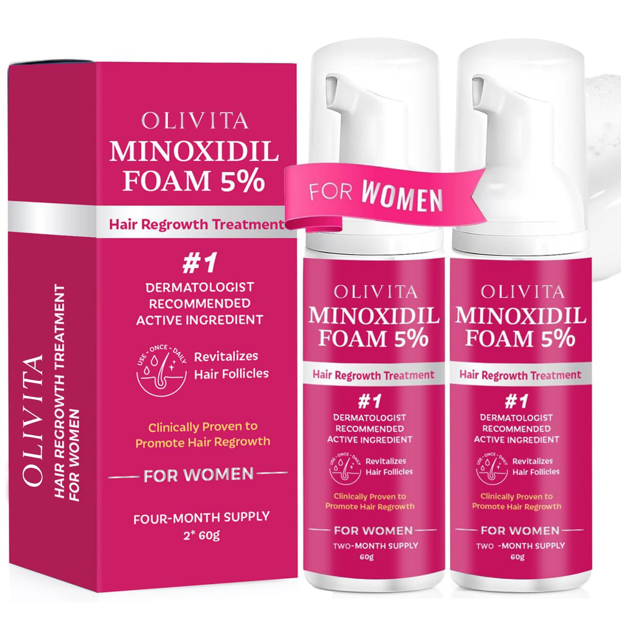 5 Minoxidil Foam for Women Hair Growth Extra Strength Hair Regrowth Treatment Revitalize Hair Follicles Regrow Thicker Fuller