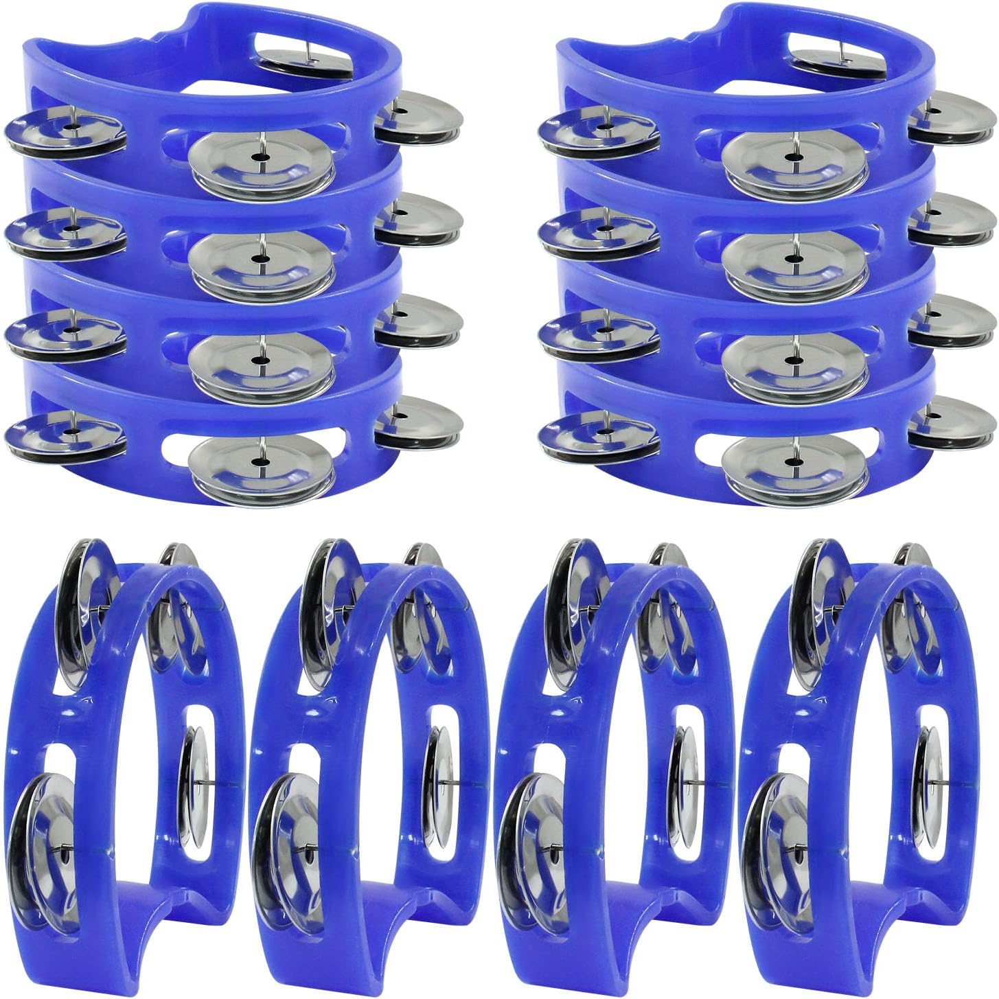 12 Pcs Plastic Percussion Tambourine, Small Handheld Tambourine Percussion Bulk(4 Colors)